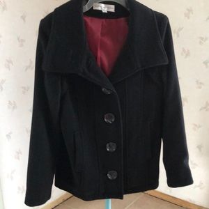 Dana Buchman Woman Wool Blend Pea Coat Black size 4